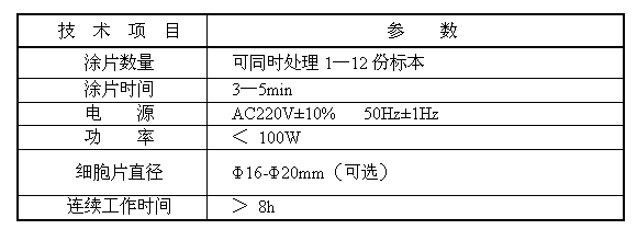 液基薄層細(xì)胞涂片機技術(shù)參數(shù)